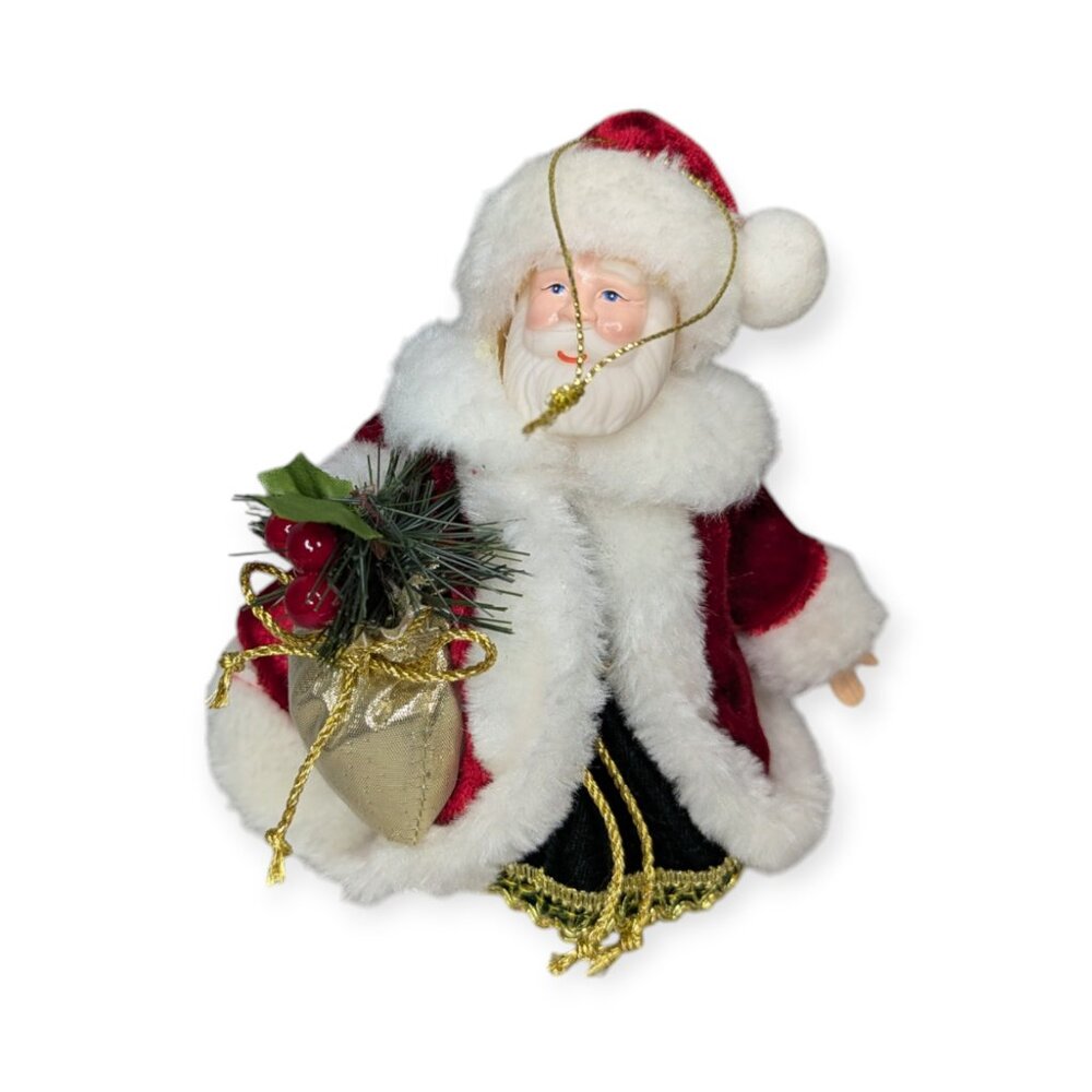 Santa Claus Ornament and/or Small Christmas Tree Topper 6.5" Tall